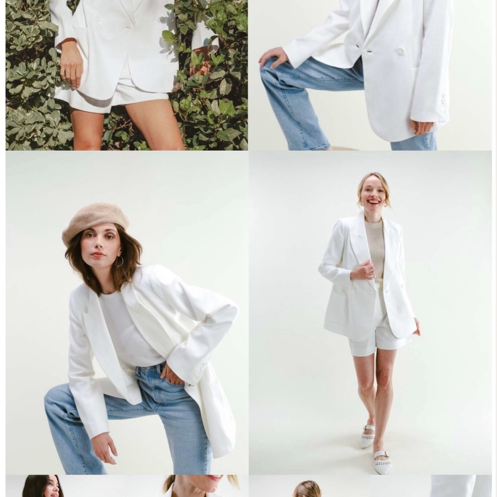 Darling Society Bright White Blazer LINEN- S NWT